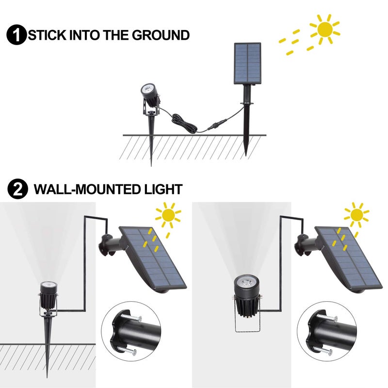T-SUN Solar Spotlights, Outdoor LED Solar Lights, Waterproof Auto ON/Off Solar Wall Lights for Garden,Driveway, Pathway, Pool Area(White) - Image 5